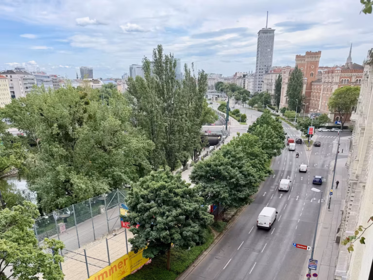 Riverside Vienna Apartment Blick Richtung 1. Bezirk Wien